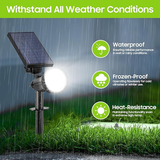 Bosceos Solar Spot Lights Outdoor - Adjustable Solar Flood Lights with 30 LEDs 3 Modes 800 LumensIP65 Waterproof Solar Light for Landscape Yard Garden Driveway Tree(Daylight White 6-Pack)