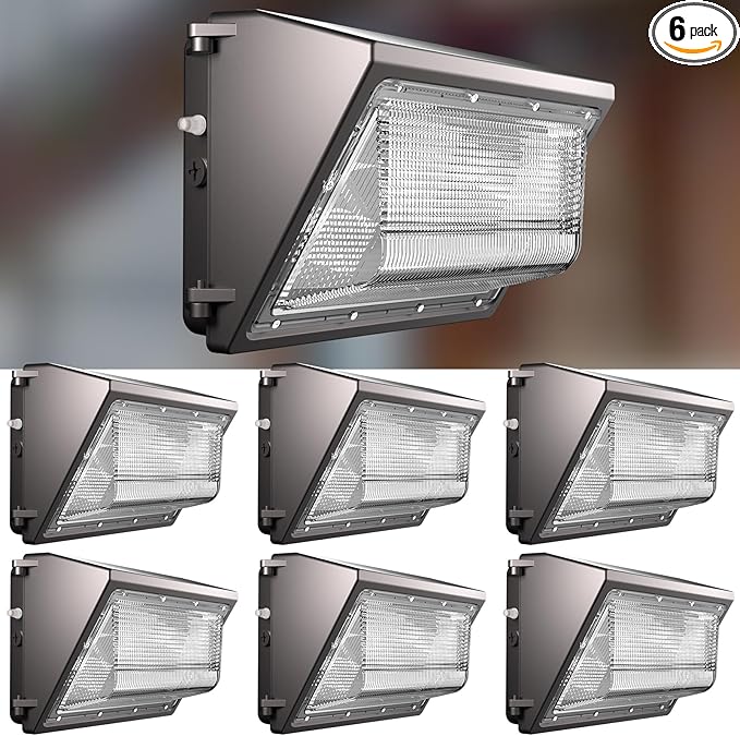 Lightdot 6Pack 200W LED Wall Pack Lights 100-277v Dusk to Dawn Photocell | 30000Lm(150Lm/W) 5000K IP65 Outdoor Flood Lighting for YardWarehouseFactoryBuildingGarage ETL(Height:15~30ft)