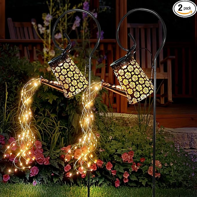 2 Pack Solar Watering Can with LightsSolar Outdoor Garden Decor Waterproof Hanging Lantern Landscape Lights Outside Decorations for Yard Lawn Patio Gardening Gifts.