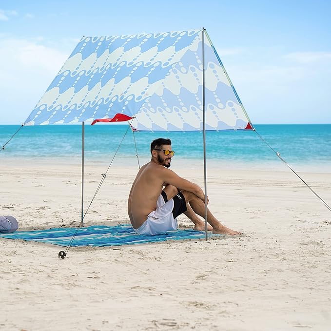 Red Suricata Teepee Beach Tent &amp Beach Canopy for 1-2 Persons UPF50 Sun Beach Shade Sunshade with 2 Aluminum Poles &amp Crossbar 4 Robust Ground Anchor Screws - Compact &amp Lightweight (Canc