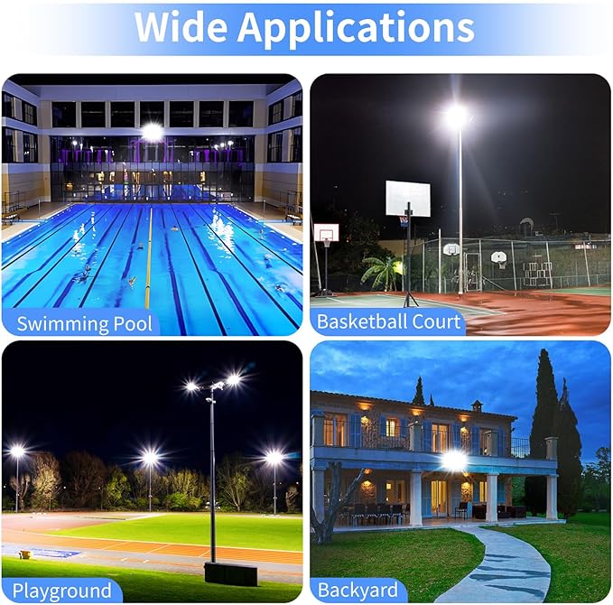 200W LED Flood Light Outdoor with Plug+10ft Wire 24000Lm Super Brighter Security Light IP66 Waterproof LED Worklight 5000K Daylight White Exterior Floodlight for Yard Garden Garage Stadium(2 Pack)