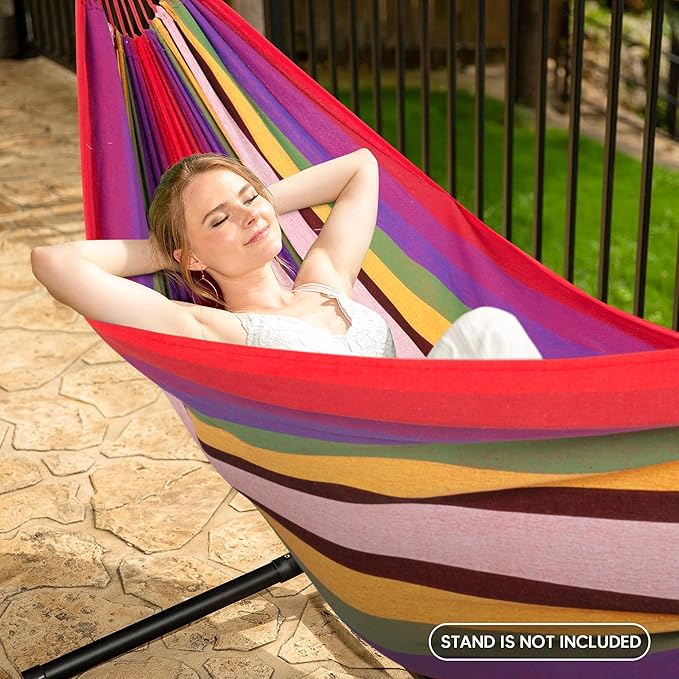 SUNCREAT Hammocks for Outside Portable Heavy Duty Tree Hammock Red Stripes