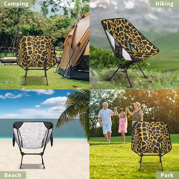 Honeybaby Folding Camping Chair Giraffes Skin Print Camping Chairs Lightweight Portable Chair Outdoor Foldable Chairs for Camping Travel Picnic Beach Hiking