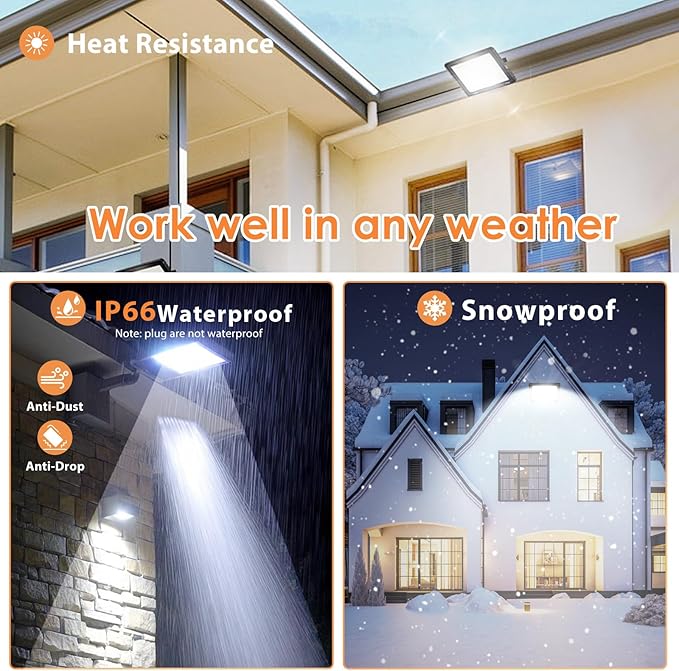 50W LED Flood Light Outdoor 6500K Daylight White7000LM Super Brighter LED Work LightIP66 Waterproof Security Light with Switch and Plug for Garage Garden Yard Stadium 2Pack
