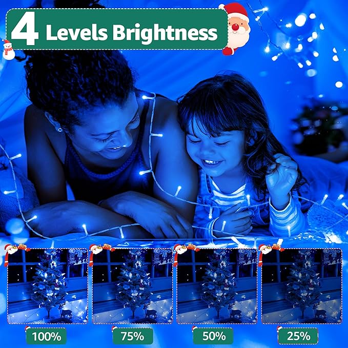 Christmas Lights Outdoor Waterproof 196 FT 600 LED String Lights with Remote8 Modes Christmas String Lights Plug in Twinkle Fairy Light for Party Holiday Decor (Blue)