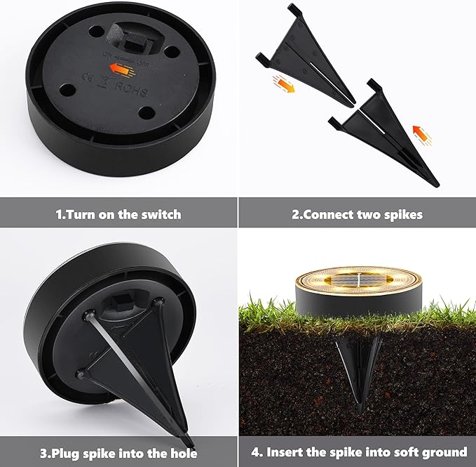 Joomer Solar Ground Lights 16 Pack 8 LED Solar Lights Outdoor IP68 Waterproof Disc Light In-Ground Landscape Lighting Outdoor for Patio Pathway Lawn Yard Driveway Walkway (Warm White)