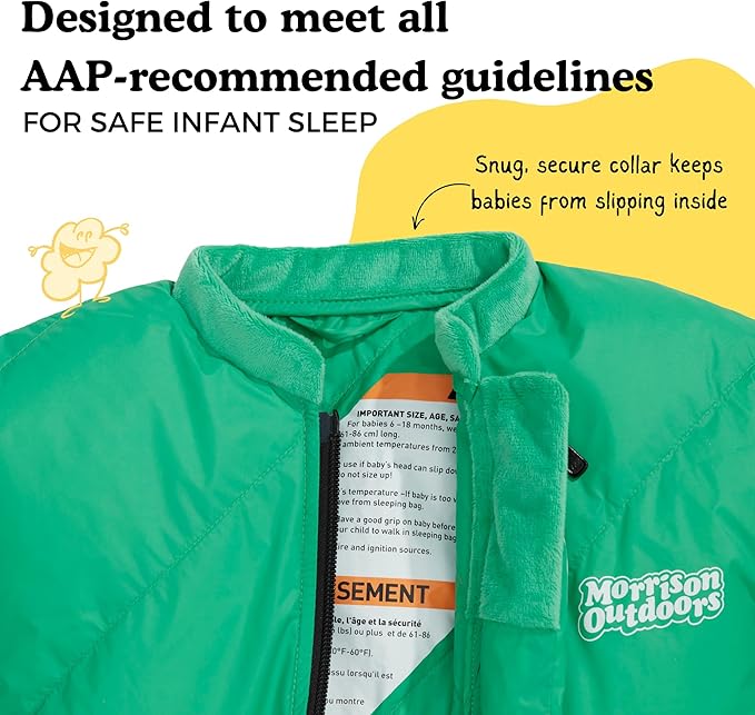 Morrison Outdoors Little Mo 40° Baby Sleeping Bag (6-18 Months) The Camping Sleeping Bag for Babies and Toddlers with Adjustable Open-and-Close Cuffs and Thick Lofty Insulation.