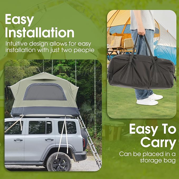 HOMEFUN Inflatable Rooftop Tent for Car Truck 2 Person Roof Tent with Waterproof 300D Fabric Windproof Design for Overlanding and Outdoor AdventureEasy to Set Up