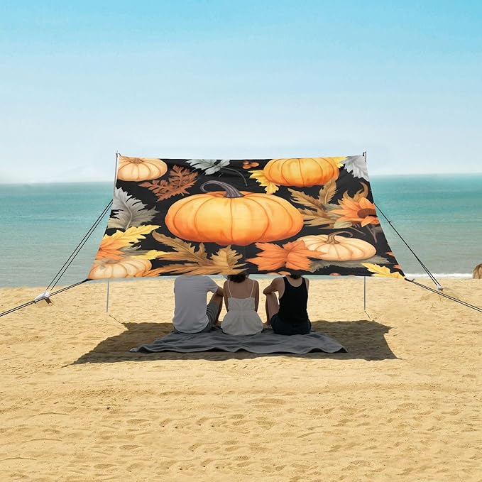 Fall Pumpkin ThanksgivingCamping Sun Shelters 9.2 x 10.5 FT Beach Canopy Tent Sun Shade with Carrying Bag for Camping Trips Fishing Backyard Fun or Picnics 21341608