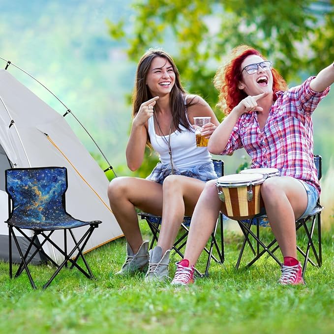 KLL Starry Sky A Shooting Star Passing by Portable Foldable Chairs Indoor Lightweight Camp Chair with Carrying Bag Outdoor Chair for Concert Indoor