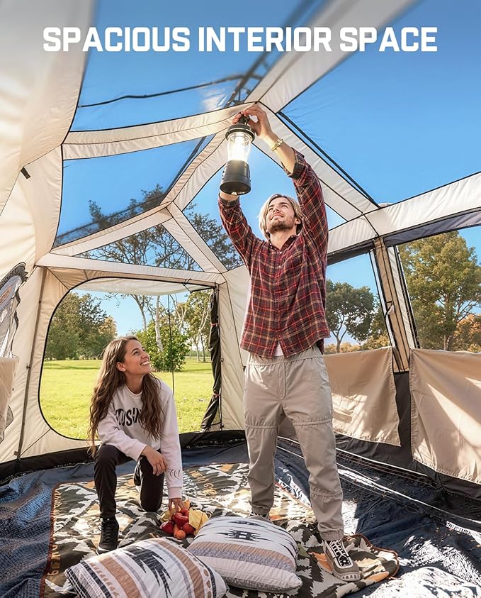 FanttikOutdoor Zeta C8/C10 Apex Camping Tent 8/10 Person Instant Cabin Tent Setup in 60s Family Tent with Carry Bag for Family Camping &amp Hiking Waterproof Upgraded Ventilation