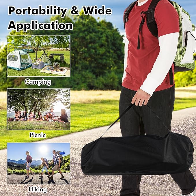 Tangkula Aluminum Folding Camping Table Lightweight Roll-up Camp Table for 4-6 People with Large Tabletop &amp Carry Bag Portable Picnic Table for Outdoor Camping Travel BBQ Party
