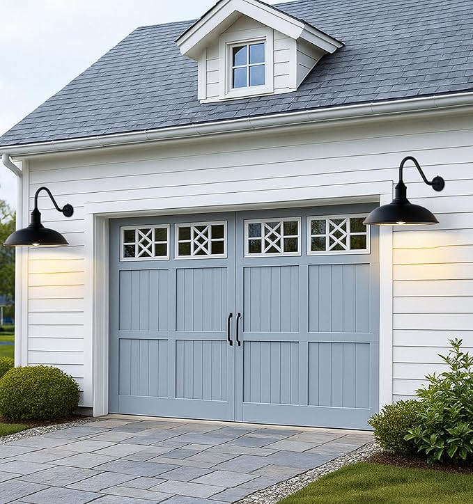 Outdoor Barn Light - 18 Inch Dusk to Dawn Large Exterior Fixture with Extended Arm Gooseneck Light - Waterproof and Rust Resistant for Farmhouse Garage Porch
