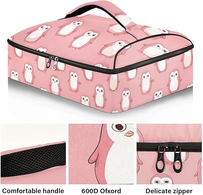 Casserole Carrier Lovely PenguinsInsulated Casserole Carrier for Hot or Cold Food Thermal Lunch Tote for Potluck Parties Picnic Beach Fits 9 x 13 Inches Baking Dish