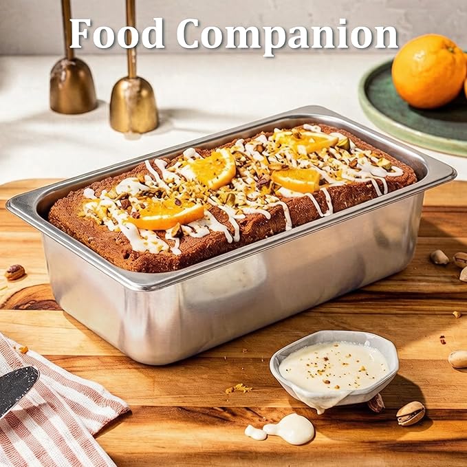 SILUI 6 Pack Food Pan 1/3 Size 4 Inch Deep Stainless Steel Commercial Hotel Pans Cafeteria Trays Supplies Catering Storage Containers