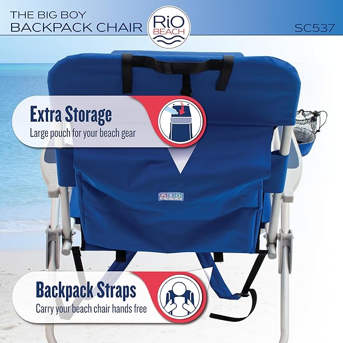 RIO beach Big Boy 4-Position 13 High Seat Backpack Beach or Camping Folding Chair Turquoise