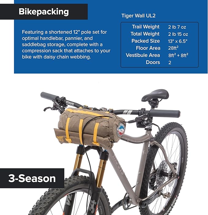 Big Agnes Tiger Wall UL Ultralight Bikepacking Tent with UV-Resistant Solution Dyed Fabric