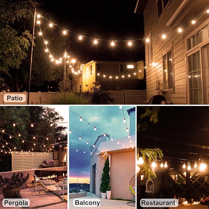 2 Pack x 27Ft Outdoor String Lights S14 LED IP65 Waterproof Connectable Warm White for Patio Edison Vintage 918Ft Maximum Shatterproof