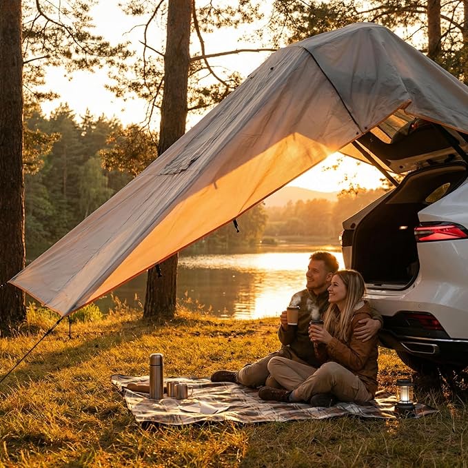 Instant Hatchback Cabana Privacy Changing Room Car Camping Tent Rope Fastened Tailgate Shelter for SUV Van MPV