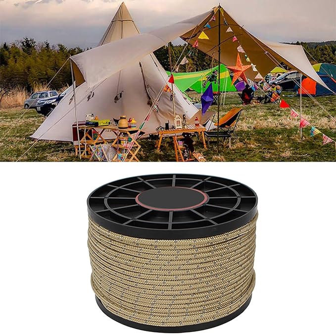 Camping Gear Camping Rope Cord Guy Line for Camping Tent Fixation Travel Backpacks Outdoor 50M 164Feet 4mm Reflective Tent Guy Rope