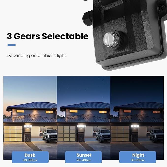Olafus 120W Plug in Flood Lights Dusk to Dawn LED Outdoor Light with Remote 5 Adjustable Heads IP65 Waterproof LED Security Light with Photocell for Yard Garden Porch Black