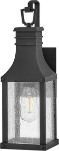 Hinkley Beacon Hill Single Light Wall Mount Outdoor Lantern – Aluminum Clear Seedy Glass Panes Old World Charm – Museum Black Finish