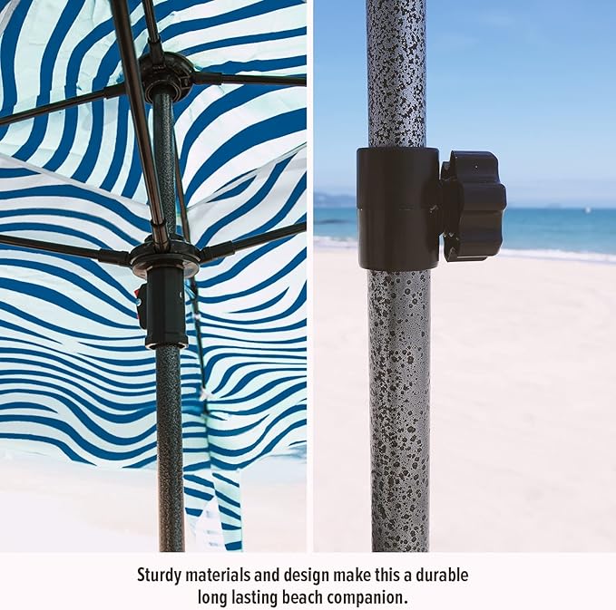 Qipi Beach Cabana - Easy to Set Up Canopy Waterproof Portable 6' x 6' Beach Shelter Included Side Wall Shade with UPF 50+ UV Protection Ultimate Sun Umbrella - for Kids Family &amp Friends