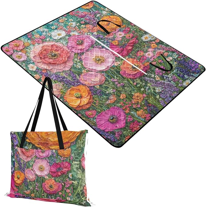 KLL Multi-flowers Waterproof Outdoor picnic mat XXL Picnic Camping Floor Mat for Grass Picnic Items cobija de picnic