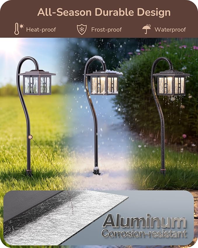 EDISHINE Low Voltage Landscape Lighting 3.4W 155LM Oil-Rubbed Bronze Outdoor Landscape Path Lights Low Voltage Pathway Lights for Garden Driveway Die-Cast Aluminum 50000H 6-Pack