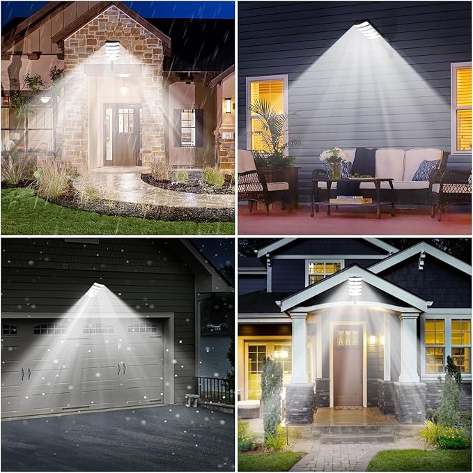 4-Pack Solar Street Lights 30000lm Outdoor Flood Light with Dual Motion Sensors Dusk to Dawn IP66 Waterproof Solar Powered Parking Lot Light with Remote Control 6500k Dimmable Security Lamp