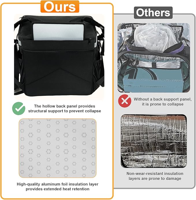 Food Delivery Backpack Expandable Delivery Backpacks for Hot/Cold with Reflective Strips and Cup Holder. Bike Delivery Bag Backpack Suitable for Uber Eats DoorDash and Camping