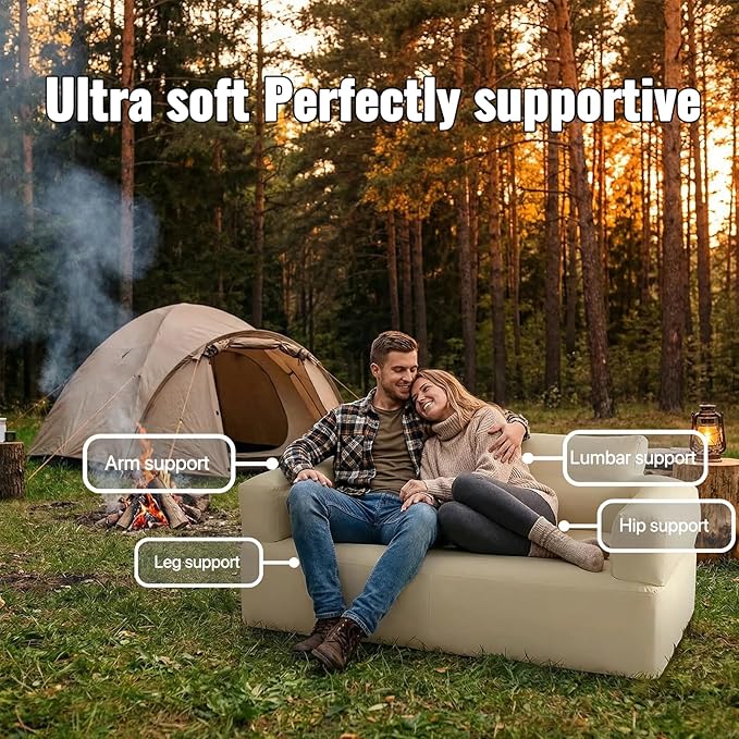 Outdoor Furniture Inflatable Couch for Camping with Built in PumpAutomatic Inflation Durable Luxury Blow Up Couch for Backyard Beach Travel Home UseInflatable SofaAir CouchesCouches
