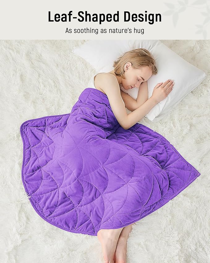 Weighted Lap Blanket 7 lbs for Adults Luxury Soft Small Weighted Blanket Compact Portable Weighted Lap Pad for Relaxation Sleeping Travel All-Season Use Deep Purple 40 x 52