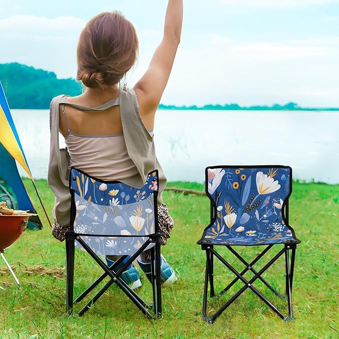 Late Night Plant Portable Camping Chairs Folding Chair - Durable Oxford Fabric Lightweight Iron Frame Easy Fold Design - Ideal for Outdoor Activities Camping Fishing and Travel