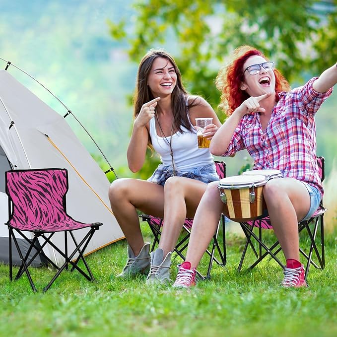 KLL Animal Skin Leopard Purple Black Collapsible Camp Chairs Ultra Lightweight Backpacking Camp Chair with Carrying Bag Portable Chair for Waiting in Line for Ice Fishing Outside