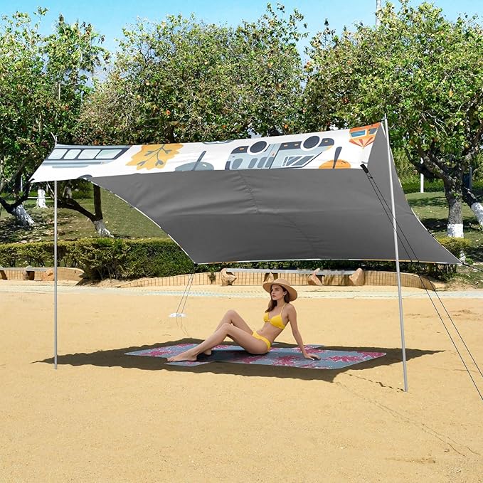 Cars Camping Sun Shelter Beach Tent Portable Beach Sun Shade Outdoor Canopy for Camping Trips Fishing Picnic