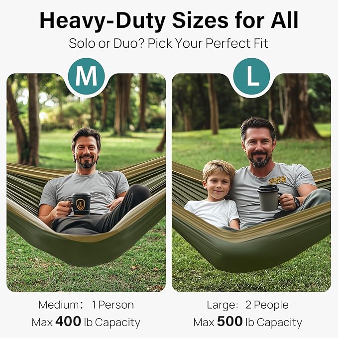 Kootek Camping Hammock Portable Hammocks with Tree Straps &amp Attached Carry Bag Camping Essentials Gear Perfect for Outside Indoor Hiking Beach Backpack Travel