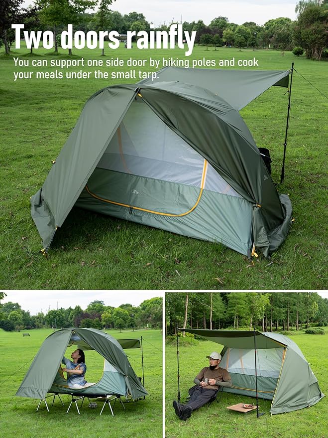 iClimb Ultralight 4 Season Solo Tent Waterproof with Snow Skirt Rainfly Ground/Off The Ground Tent for Backpacking Camping Hiking Trekking Mountaineering