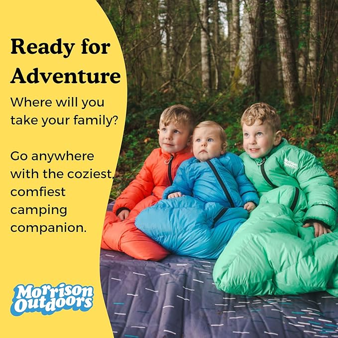 Mighty Mo 40° Kids Sleeping Bag (Ages 3-5). The Comfiest Coziest Camping Sleeping Bag for Kids with Adjustable Cuffs.