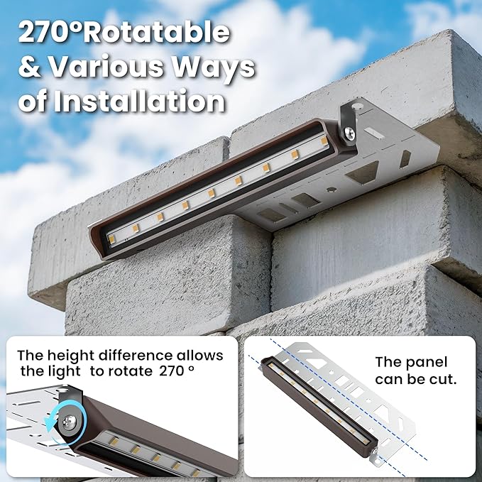 Retaining Wall Lights 7 Inch LED Hardscape Lighting Waterproof 12V Low Voltage Landscape Lighting Outdoor Step Lights for Patio Stairs Deck 2700K 270° Rotate 12 Pack