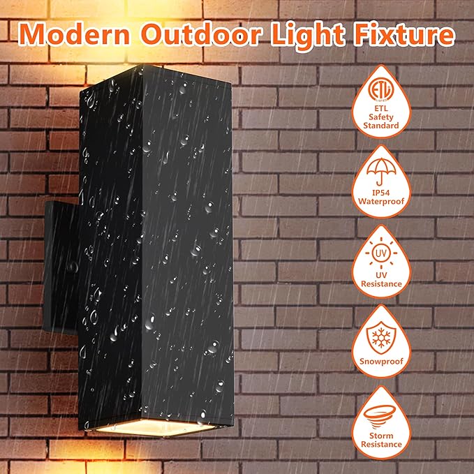 Outdoor Wall Lights Waterproof Exterior Light Fixture for House Aluminum Black Porch Lights Outdoor Wall Mount Light Fixture