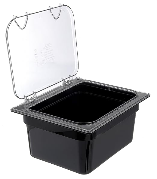 Carlisle FoodService Products Storplus 1/2-Size Food Pan for Catering Buffets and Restaurants Polycarbonate 6 Inches Deep Black (Pack of 6)