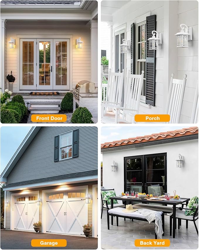 VIANIS White Outdoor Wall Lights Dusk to Dawn Outdoor Light Fixture 100% Aluminum Exterior Lighting Fixtures for House Porch Garden Doorway Waterproof