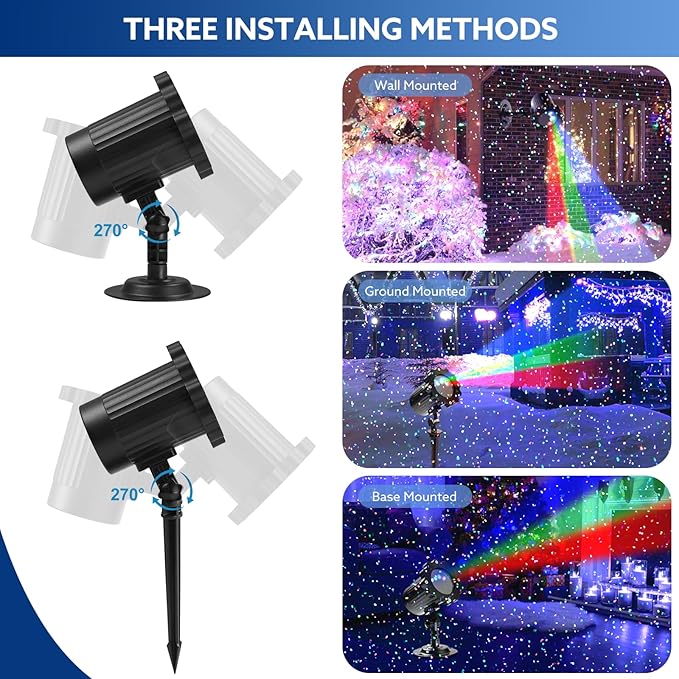 Outdoor RGB Laser Projector Lights Moving 3 Color Starry Sky &amp Firefly Effects Projection Light with RF Control IP65 Outdoor Holiday Landscape Decor for Christmas Halloween Parties Garden New Ye