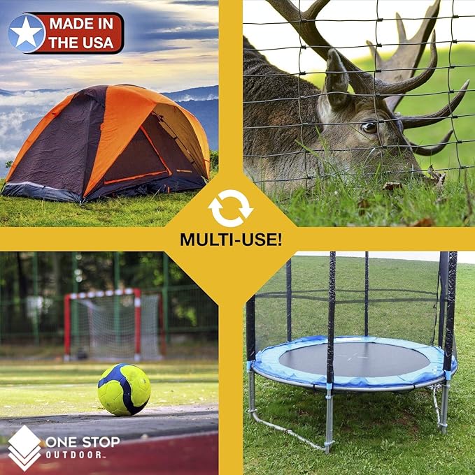 One Stop Outdoor USA Made - (10-Piece Set) Trampoline Wind Stakes 0.375 Inch Heavy Duty Stake Safety Ground Anchor Non-Galvanized Steel Rebar Wind Stakes