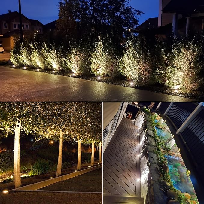 RNEHON 10W In-Ground Well LightVoltage 12-24V In-Ground Lighting Low Voltage Landscape Pathway Lights IP67 Waterproof Aluminum 3000K Outdoor Lighting for YardLawnGardenPatioPack of 6