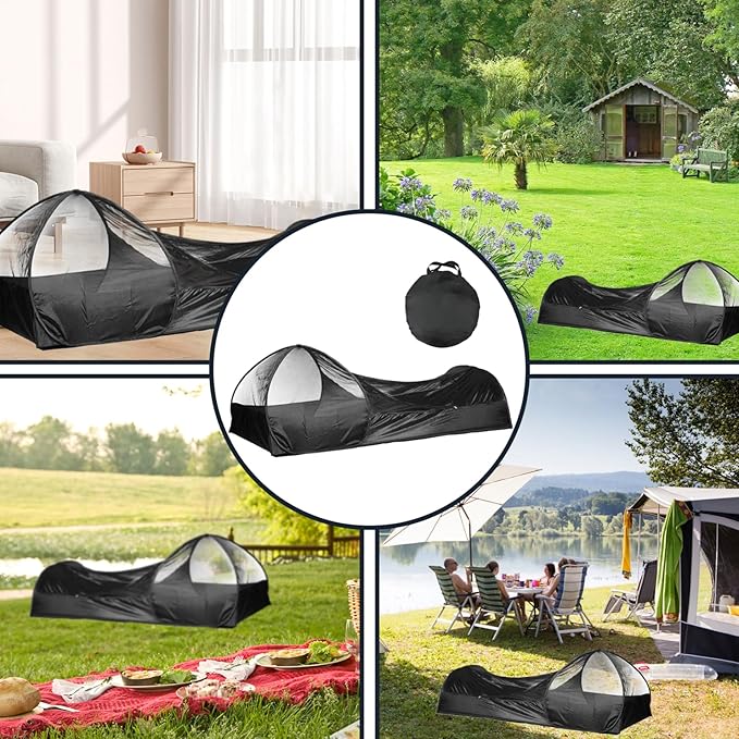 One Person Up Tent Bivy Tent Foldable Single Person up Tent Waterproof Moisture Proof Fine Mesh Tent Portable Bug Net for Camping Outdoor 82.7x41.3x27.6 Black