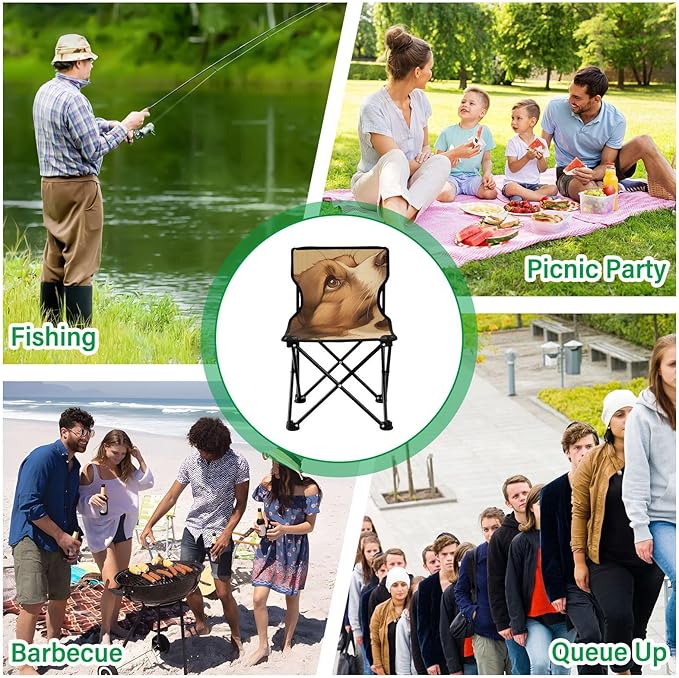 Serious Dog Portable Camping Chairs Folding Chair - Durable Oxford Fabric Lightweight Iron Frame Easy Fold Design - Ideal for Outdoor Activities Camping Fishing and Travel