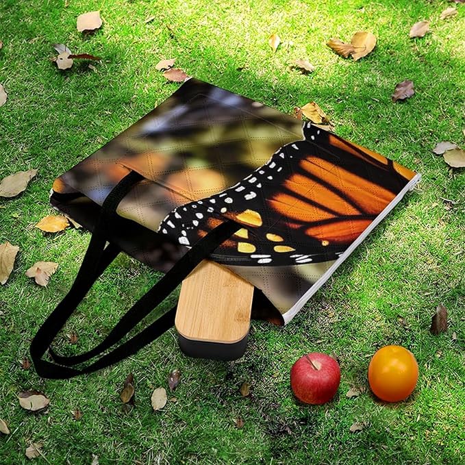 Zipper Heaps of Orange Monarch Butterflies Style Picnic Mat Suitable for Travel Camping Park Or Home Use