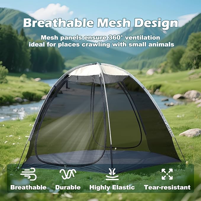 4-6 Person Gazebo Tent with Mesh Walls&ampWaterproof Floor for Backyard Gatherings Picnics and Outdoor Events